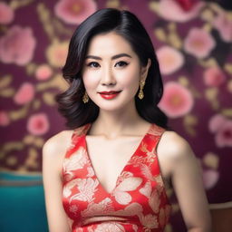 A beautiful and attractive Asian woman posing confidently