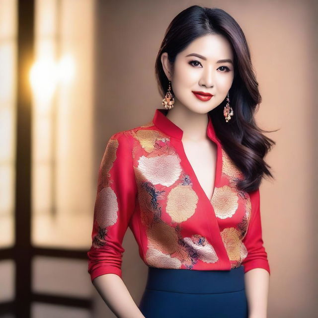 A beautiful and attractive Asian woman posing confidently