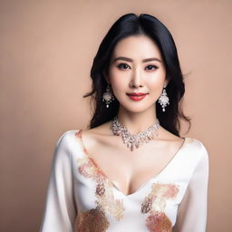 A beautiful and attractive Asian woman posing confidently