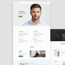 An elegant portfolio website design in a white theme for a web and Android developer. The design should include sections for project showcases, skills, about me, and contact information.