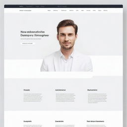 An elegant portfolio website design in a white theme for a web and Android developer. The design should include sections for project showcases, skills, about me, and contact information.