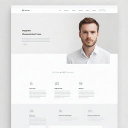 An elegant portfolio website design in a white theme for a web and Android developer. The design should include sections for project showcases, skills, about me, and contact information.