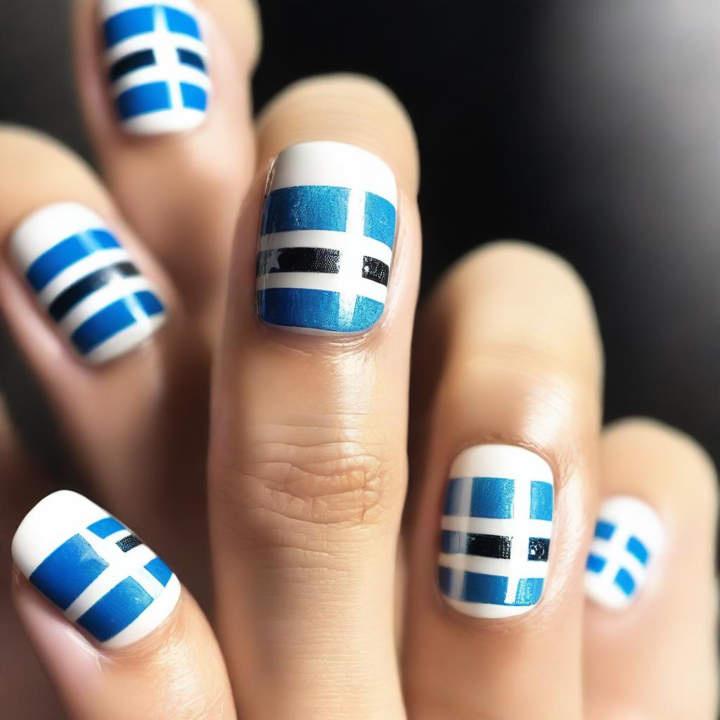 A close-up image of glamorous nails featuring the Uruguay flag design