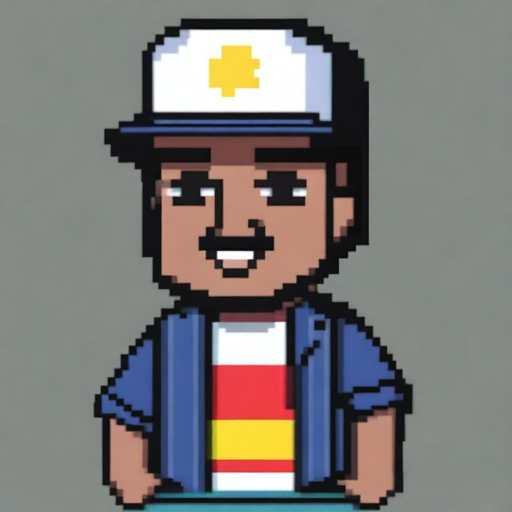 Create a pixel art representation of Micro TDH, a popular Venezuelan rapper and singer