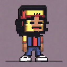 Create a pixel art representation of Micro TDH, a popular Venezuelan rapper and singer