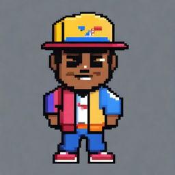 Create a pixel art representation of Micro TDH, a popular Venezuelan rapper and singer