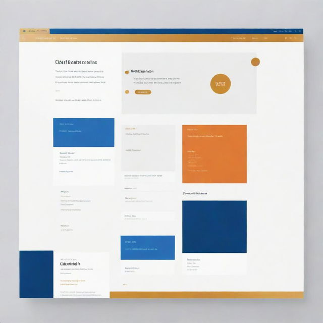 Modify the previously designed portfolio website, incorporating a color scheme of white, gold, and a blend of orange and blue. The interface should still maintain its elegance and essential sections.