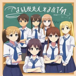 Create an anime-style image featuring six student council members, consisting of 2 boys and 4 girls