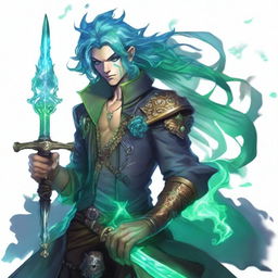 A water male genasi warlock named Brook, who is the pirate king