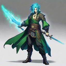 A water male genasi warlock named Brook, who is the pirate king