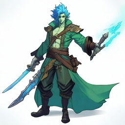 A water male genasi warlock named Brook, who is the pirate king