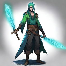 A water male genasi warlock named Brook, who is the pirate king