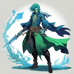 A water male genasi warlock named Brook, who is the pirate king