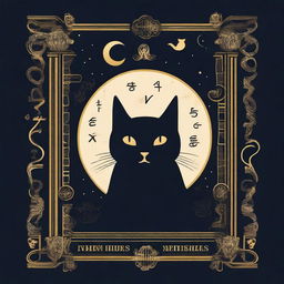 Design a book cover titled 'Cats and Mystery: Between Legends and Superstitions'