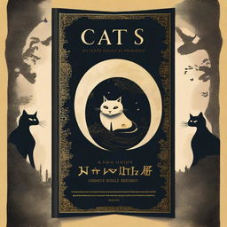 Design a book cover for the non-fiction book titled 'Cats and Mystery: Between Legends and Superstitions'