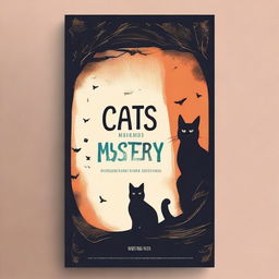 Design a book cover for the non-fiction book titled 'Cats and Mystery: Between Legends and Superstitions'