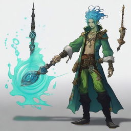 A water male genasi warlock named Brook, who is the pirate king
