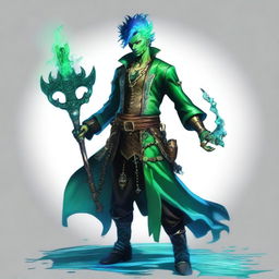 A water male genasi warlock named Brook, who is the pirate king