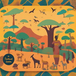 Create a vibrant book cover featuring the diverse landscapes and rich cultures of Africa