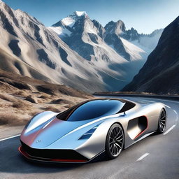 A beautiful, original, and realistic hypercar with sleek aerodynamic lines, futuristic design elements, and a luxurious interior