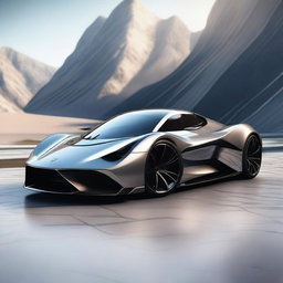 A beautiful, original, and realistic hypercar with sleek aerodynamic lines, futuristic design elements, and a luxurious interior