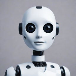 A futuristic, sleek chatbot robot with digital eyes and a friendly expression, designed to represent advanced AI technology.