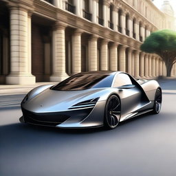 A beautiful, original, and realistic supercar with sleek and aerodynamic lines, cutting-edge design features, and a luxurious interior