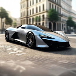 A beautiful, original, and realistic supercar with sleek and aerodynamic lines, cutting-edge design features, and a luxurious interior