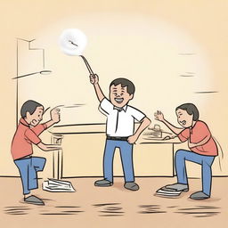 Create a pictorial representation of the idiom 'for the time being'