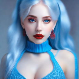 Imagine a breathtaking ultra-detailed 8k masterpiece portrait of a stunning busty European girl wearing a tight cotton sleeveless turtleneck sweater in high saturation