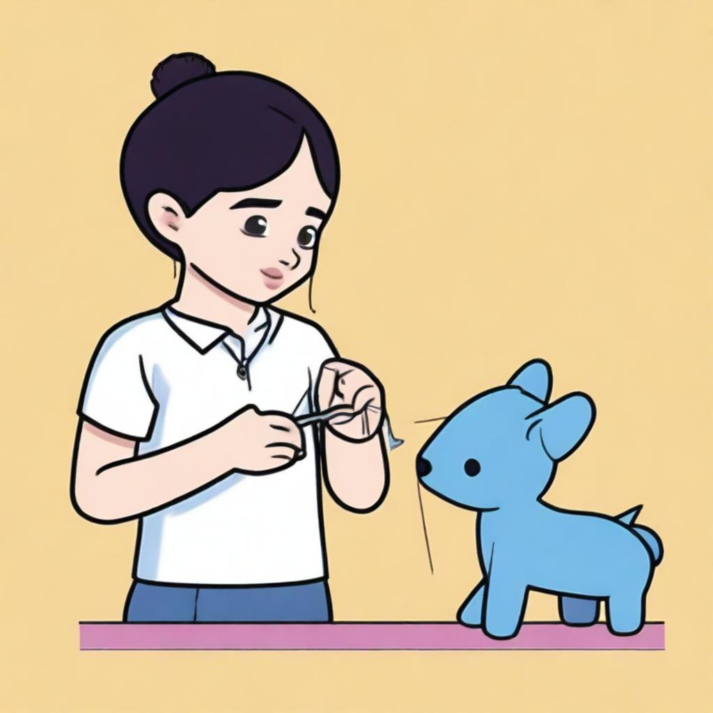 Create a pictorial representation of the idiom 'a stitch in time saves nine'