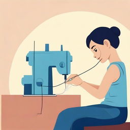 Create a pictorial representation of the idiom 'a stitch in time saves nine'