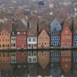 City with 10,000 varied houses reflecting different architectural styles.