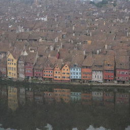 City with 10,000 varied houses reflecting different architectural styles.