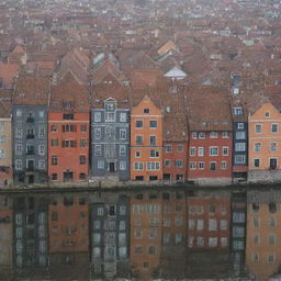 City with 10,000 varied houses reflecting different architectural styles.