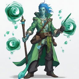 A water male genasi warlock named Brook, who is the pirate king