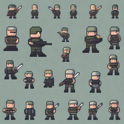 Create a sprite pack featuring a pixel art riot unit from Russia