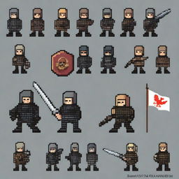 Create a sprite pack featuring a pixel art riot unit from Russia