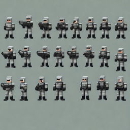 Create a sprite pack featuring a pixel art riot unit from Russia in winter camo uniforms