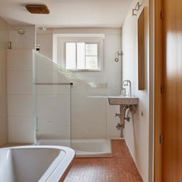 A narrow 9x2.5 feet bathroom containing a sleek whirlpool and a modern basin.