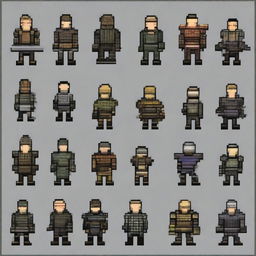 Create a sprite pack featuring a pixel art riot unit from Russia without weapons