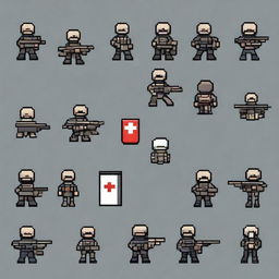 Create a sprite pack featuring a pixel art riot unit from Russia without weapons