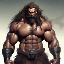 A Goliath, muscular Barbarian with warpaint