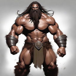 A Goliath, muscular Barbarian with warpaint