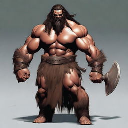 A Goliath, muscular Barbarian with warpaint