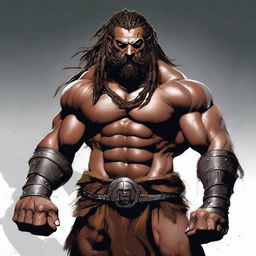 A Goliath, muscular Barbarian with warpaint