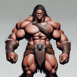 A lightskin Goliath, muscular Barbarian with warpaint