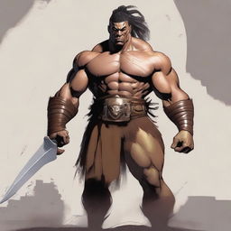 A lightskin Goliath, muscular Barbarian with warpaint