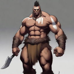 A lightskin Goliath, muscular Barbarian with warpaint