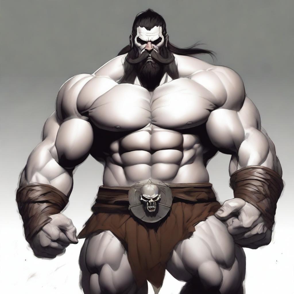 A white Goliath, muscular Barbarian with warpaint